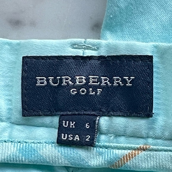 Burberry Golf cotton cropped wide leg capri pants, pockets, aqua blue, sz2, EUC - Picture 5 of 8